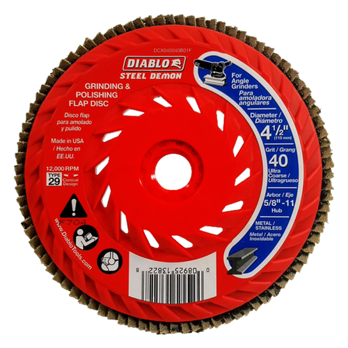 Diablo DCX045040B01F 4-1/2 in. Steel Demon Flap Disc 40 Grit - with Speed Hub