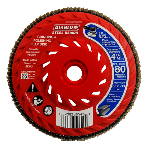 Diablo DCX045080B01F 4-1/2 in. Steel Demon Flap Disc 80 Grit - with Speed Hub