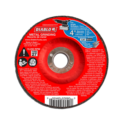 Diablo DBD040250701F 4 in. Metal Grinding Disc - Type 27