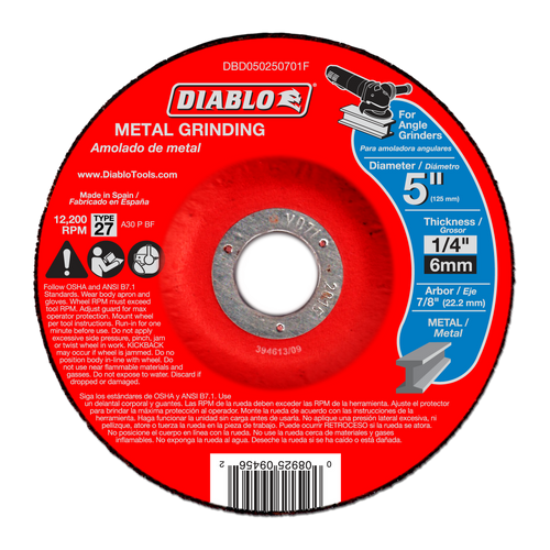Diablo DBD050250701F 5 in. Metal Grinding Disc - Type 27