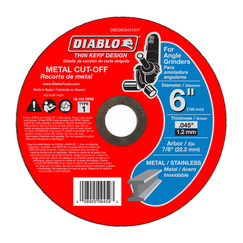 Diablo DBD060045101F 6 in. Metal Cut Off Disc - Thin Kerf
