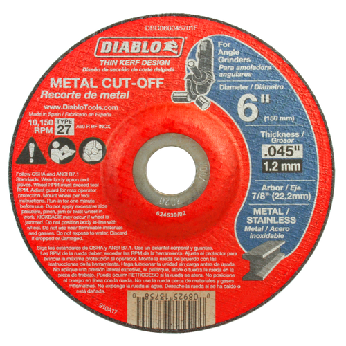 Diablo DBD060045701F 6 in. Type 27 Metal Cut-Off Disc
