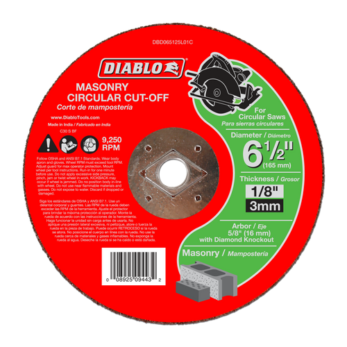 Diablo DBD065125L01C 6-1/2 in. Masonry Circular Cut Off Disc