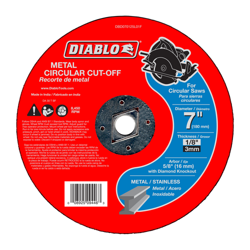 Diablo DBD070125L01F 7 in. Metal Circular Cut Off Disc