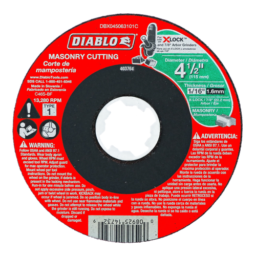 Diablo DBX045063101C 4-1/2 in. Type 1 Masonry Cutting for X-Lock and All Grinders