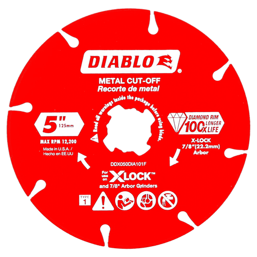 Diablo DDX050DIA101F 5 in. Diamond Rimmed Disc for Metal Cutting with X-Lock and All Grinders
