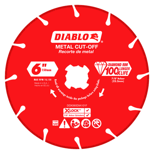 Diablo DDX060DIA101F 6 in. Diamond Rimmed Disc for Metal Cutting for X-Lock and All Grinders