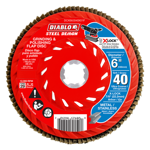 Diablo DCX060040X01F 6 in. 40-Grit Flap Disc for X-Lock and All Grinders