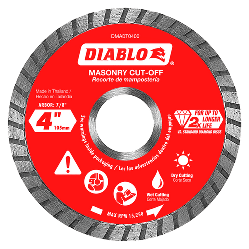 Diablo DMADT0400 4 in. Diamond Turbo Cut-Off Discs for Masonry