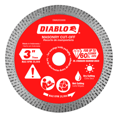 Diablo DMADC0300 3 in. Diamond Continuous Rim Cut-Off Discs for Masonry