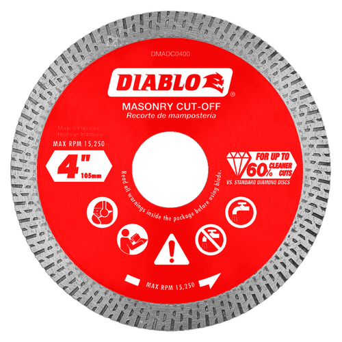 Diablo DMADC0400 4 in. Diamond Continuous Rim Cut-Off Discs for Masonry