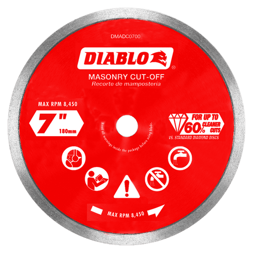 Diablo DMADC0700 7 in. Diamond Continuous Rim Cut-Off Discs for Masonry