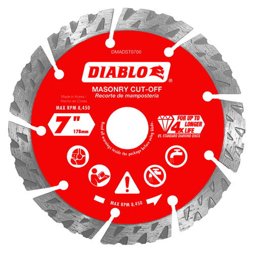 Diablo DMADST0700 7 in. Diamond Segmented Cut-Off Discs for Masonry