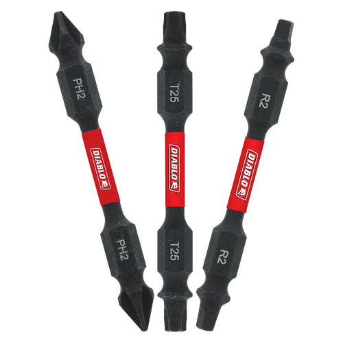 Diablo DDEV25-S3 2-1/2 in. Double-Ended Phillips, Square and Torx Drive Bit Assorted Pack (3-Piece)