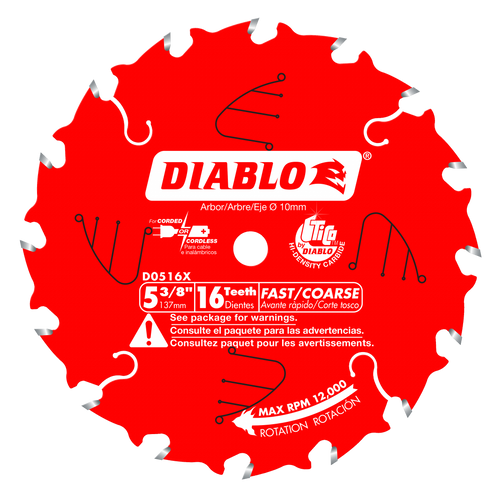 Diablo D0516X 5-3/8 in. x 16 Tooth Framing Trim Saw Blade