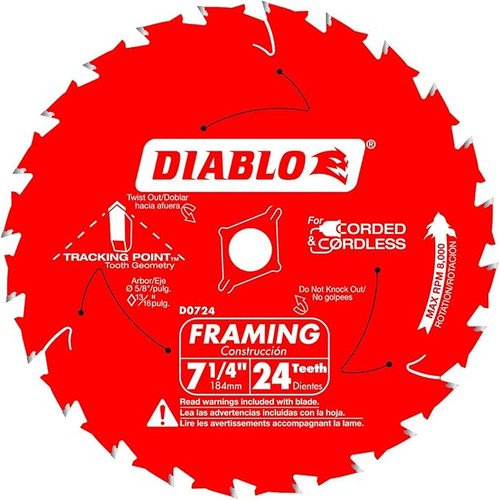 Diablo 7.5 inch, 24-Teeth Framing Saw Blade - D0724X