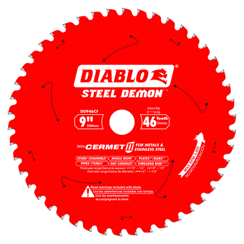 Diablo D0946CF 9 in. x 46 Tooth Steel Demon Cermet II Saw Blade for Metals and Stainless Steel