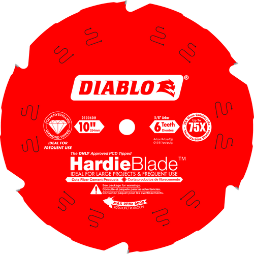 Diablo D1006DH 10 in. x 6 Tooth (PCD) Fiber Cement HardieBlade