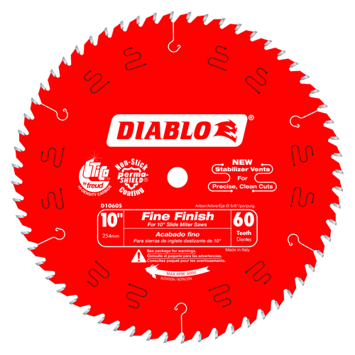 Diablo D1060S 10 in. x 60 Tooth Fine Finish Slide Miter Saw Blade