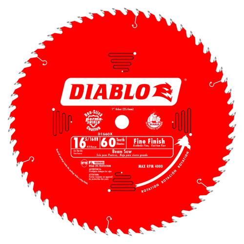 Diablo D1660X 16-5/16 in. x 60 Tooth Fine Finish Beam Saw Blade