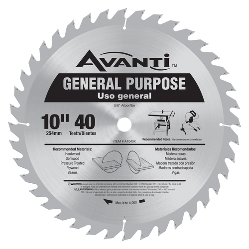 Avanti A1040X 10" X 40t General Purpose