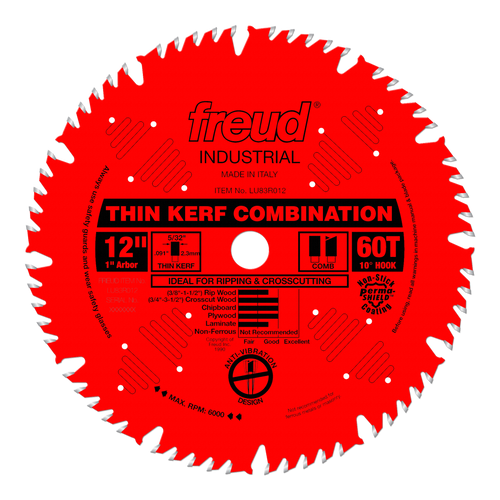Freud LU83R012 12" Thin Kerf Combination Blade