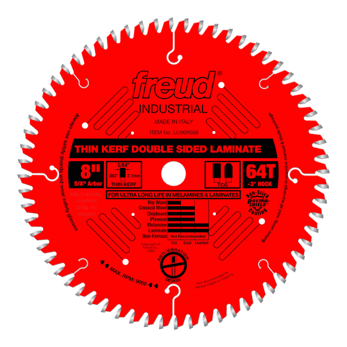 Freud LU96R008 8" Thin Kerf Double Sided Laminate/Melamine