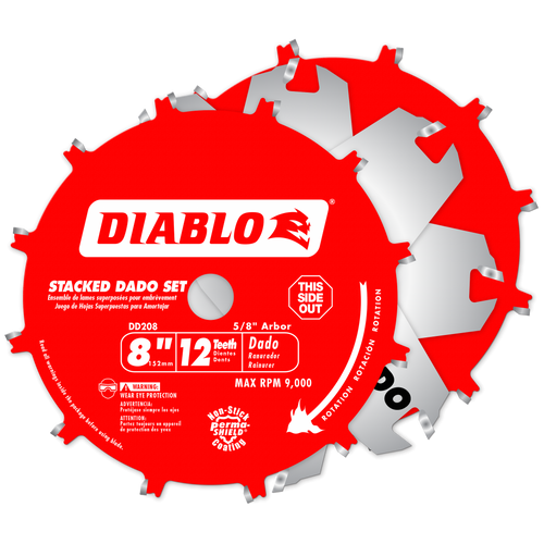 Diablo DD208H 8 in. x 12 Tooth Carbide Stacked Dado Saw Blade Set