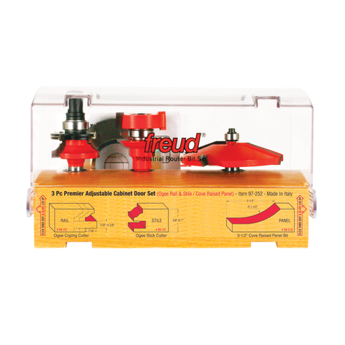 Freud 97-252 3 Piece Premier Adjustable Cabinet Bit Set