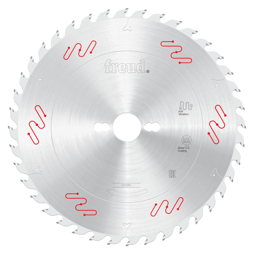 Freud LU1G01 250mm Carbide Tipped Blade for Ripping & Crosscutting, Rounded tooth on the side.