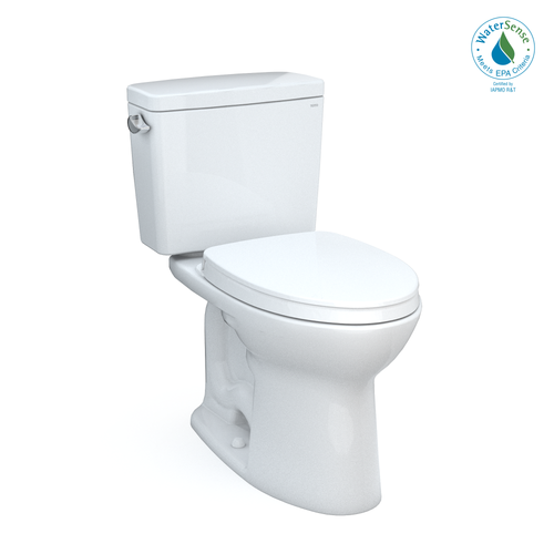 Toto Drake Two-Piece Elongated 1.28 GPF Tornado Flush Toilet With Cefiontect And Softclose Seat, Washlet+ Ready, Cotton White - MS776124CEG#01