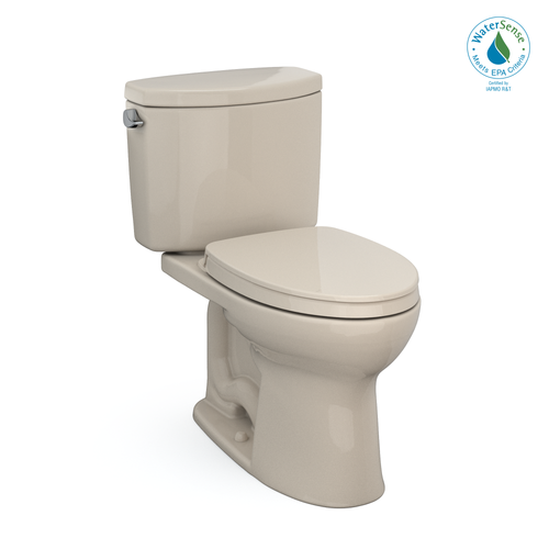 Toto Drake II Two-Piece Elongated 1.28 GPF Universal Height Toilet With Cefiontect And SS124 Softclose Seat, Washlet+ Ready, Bone - MS454124CEFG#03