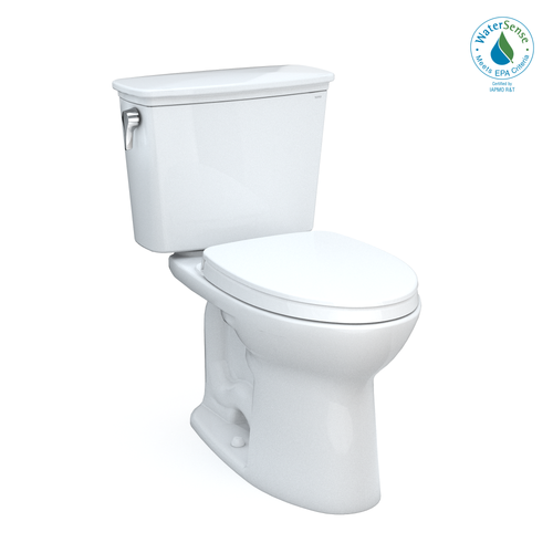 Toto Drake Transitional Two-Piece Elongated 1.28 GPF Tornado Flush Toilet With Cefiontect And Softclose Seat, Washlet+ Ready, Cotton White - MS786124CEG#01