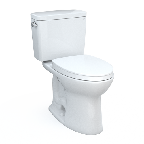 Toto Drake Two-Piece Elongated 1.6 GPF Universal Height Tornado Flush Toilet With 10 Inch Rough-In, Cefiontect, And Softclose Seat, Washlet+ Ready, Cotton White - MS776124CSFG.10#01
