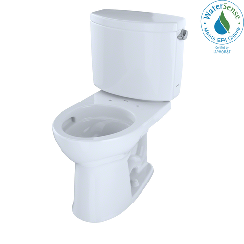 Toto Drake II Two-Piece Round 1.28 GPF Universal Height Toilet With Cefiontect And Right-Hand Trip Lever, Cotton White - CST453CEFRG#01