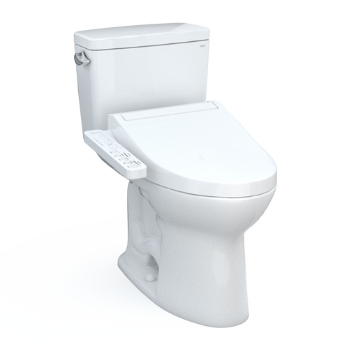 Toto Drake Washlet+ Two-Piece Elongated 1.6 GPF Tornado Flush Toilet With C2 Bidet Seat, Cotton White - MW7763074CSG#01