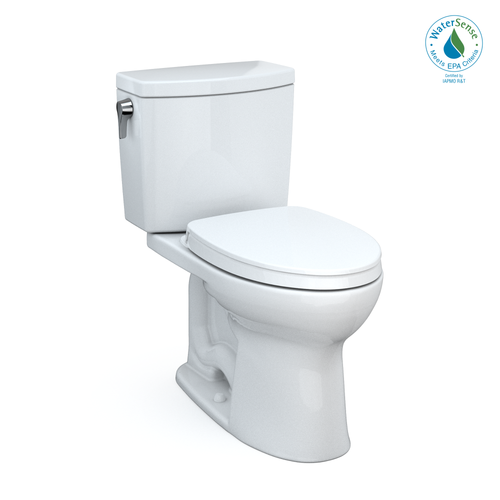 Toto Drake II 1G Two-Piece Elongated 1.0 GPF Universal Height Toilet With Cefiontect And SS124 Softclose Seat, Washlet+ Ready, Cotton White - MS454124CUFG#01