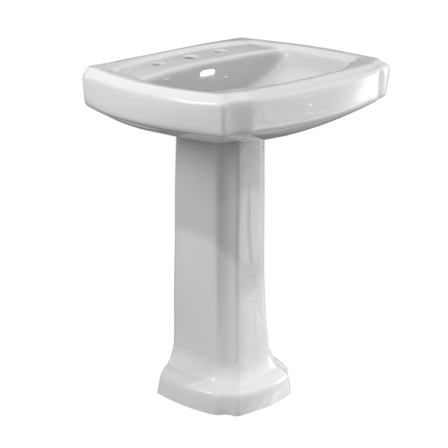 Toto Guinevere Pedestal Rectangular Bathroom Sink and Shroud for 8 Inch Center Faucets in Cotton White