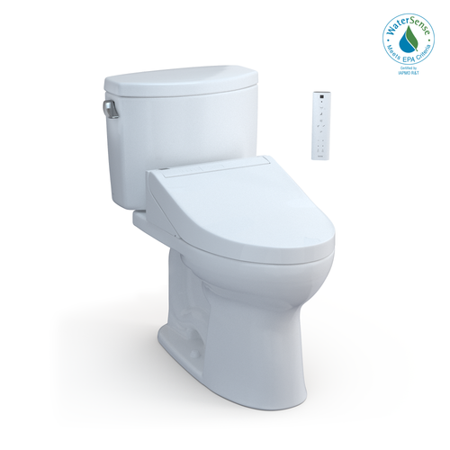 Toto Washlet+ Drake II Two-Piece Elongated 1.28 GPF Toilet And Washlet+ C5 Bidet Seat, Cotton White - MW4543084CEFG#01