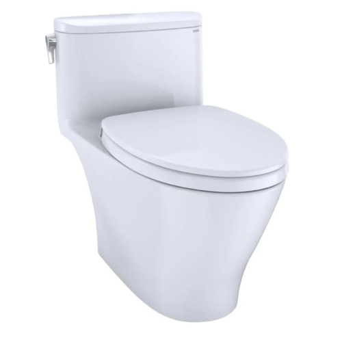 Toto Nexus One Piece Elongated Auto Flush Washlet+ Ready Universal Height Toilet with CEFIONTECT 1.28 GPF Less Seat in Cotton White