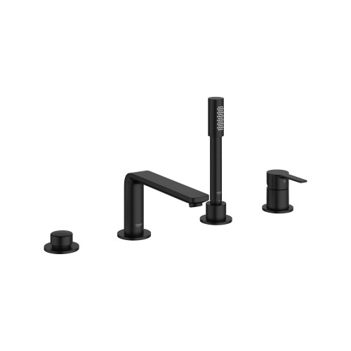 Grohe Lineare 195772431 4-Hole Single-Handle Deck Mount Roman Tub Faucet with 1.75 GPM Hand Shower in Matte Black