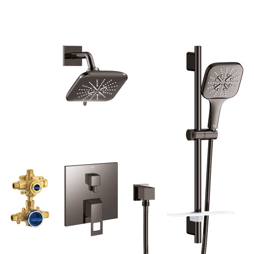 Grohe Eurocube 29433A00 EUROCUBE PRESSURE BALANCE SHOWER SET in Grohe Hard Graphite