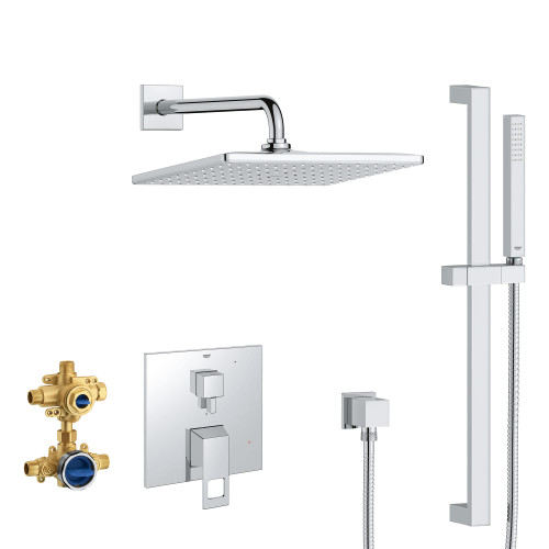 Grohe Eurocube 29432000 EUROCUBE PRESSURE BALANCE RAIN SHOWER SET in Grohe Chrome