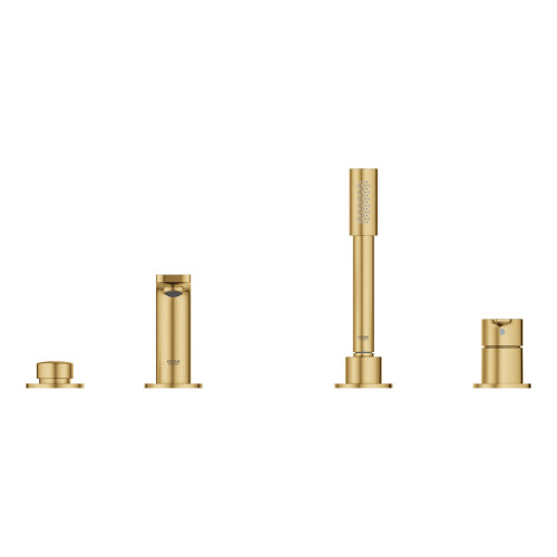 Grohe Lineare 19577GN1 4-Hole Single-Handle Deck Mount Roman Tub Faucet with 1.75 GPM Hand Shower in Grohe Brushed Cool Sunrise Grohe Lineare 19577GN1 4-Hole Single-Handle Deck Mount Roman Tub Faucet with 1.75 GPM Hand Shower in Grohe Brushed Cool Sunrise