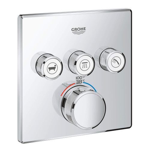 Grohe Grohtherm 29142A00 Triple Function Thermostatic Valve Trim in Grohe Hard Graphite
