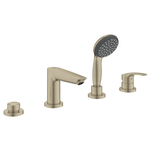 Grohe Eurosmart 25245EN3 4-Hole Single Handle Deck Mount Roman Tub Faucet with 1.75 GPM Hand Shower in Grohe Brushed Nickel