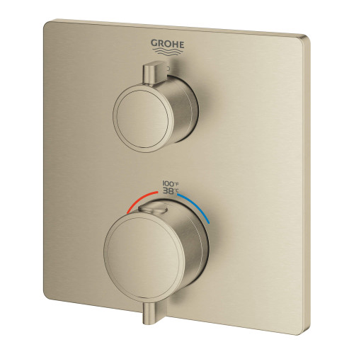 Grohe Grohtherm 24110EN0 Single Function 2-Handle Thermostatic Valve Trim in Grohe Brushed Nickel