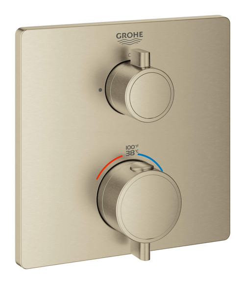 Grohe Grohtherm 24110EN0 Single Function 2-Handle Thermostatic Valve Trim in Grohe Brushed Nickel