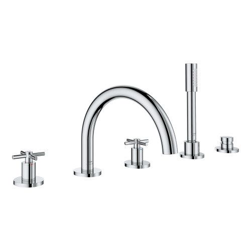 Grohe Atrio 25274000 5-Hole 2-Handle Deck Mount Roman Tub Faucet with 1.75 GPM Hand Shower in Grohe Chrome