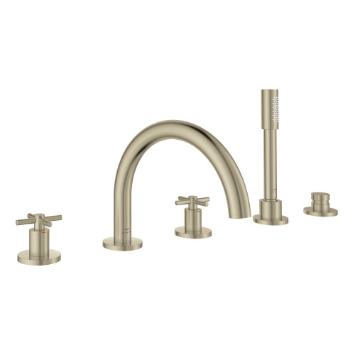 Grohe Atrio 25274EN0 5-Hole 2-Handle Deck Mount Roman Tub Faucet with 1.75 GPM Hand Shower in Grohe Brushed Nickel